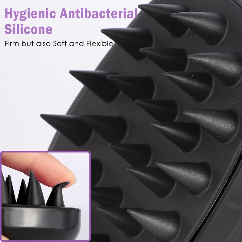 Sosoon Scalp Massager, Shampoo Brush Hair Scrub Brush for Wet and Dry Hair, Soft Silicone Bristles Head Massager Clean Hair, Reduce Dandruff, Massage Scalp, Promote Hair Growth