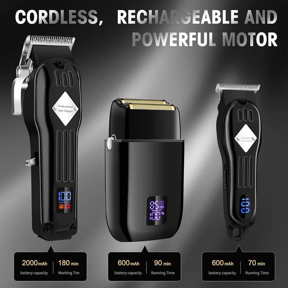 Roziapro Hair Clippers for Men Precise Close Cutting Beard Trimmer Rechargeable Barber Clippers Electric Nose Hair Trimmer Professional Hair Clippers Kit (Black)