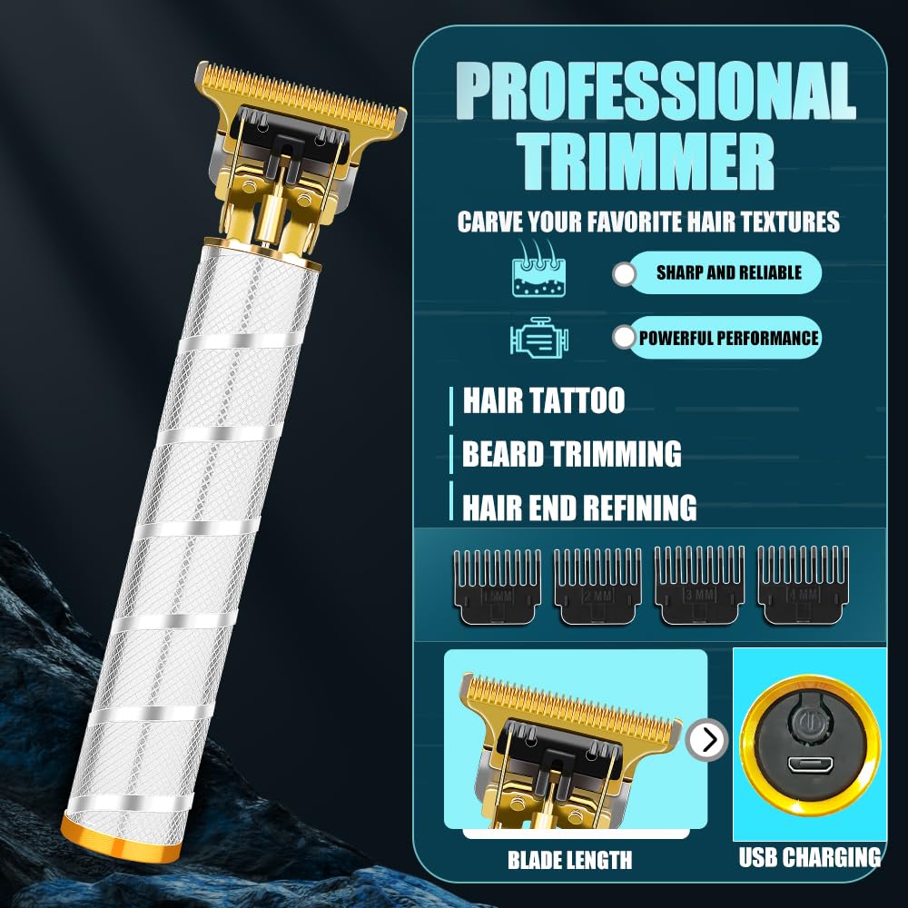 LQT Professional Hair Clippers for Men, Cordless 3-in-1 Hair & Beard Trimmer Set, Adjustable Lever, Waterproof, Long Lasting Battery, Gift for Dad, Husband, Christmas, Birthday