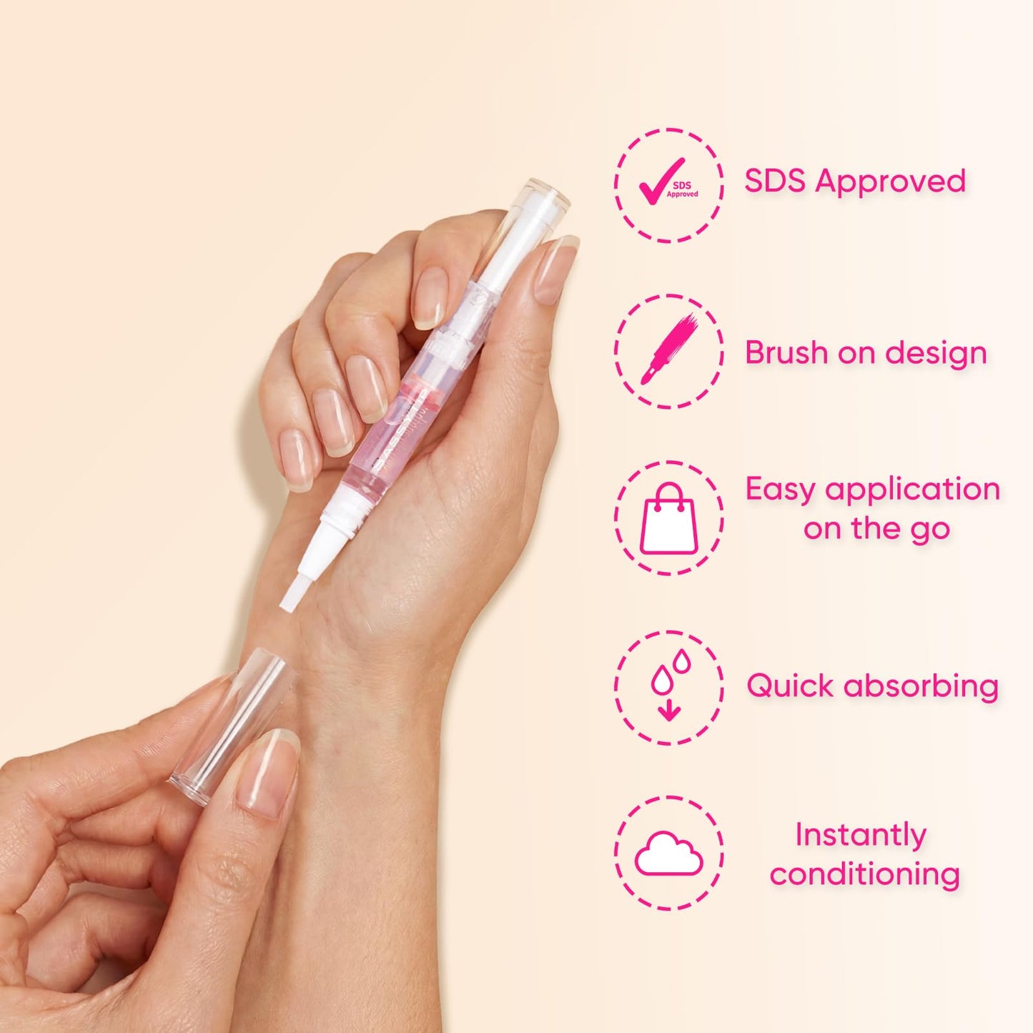 SASSYTIP Nail Strengthen Oil Pen | Fast-Absorbing Cuticle Oil with Biotin & Ginseng | For Brittle & Peeling Nails | Jasmine, Rose, Lemon Scents | Home, Office, Travel Use (Rose+Jasmine)