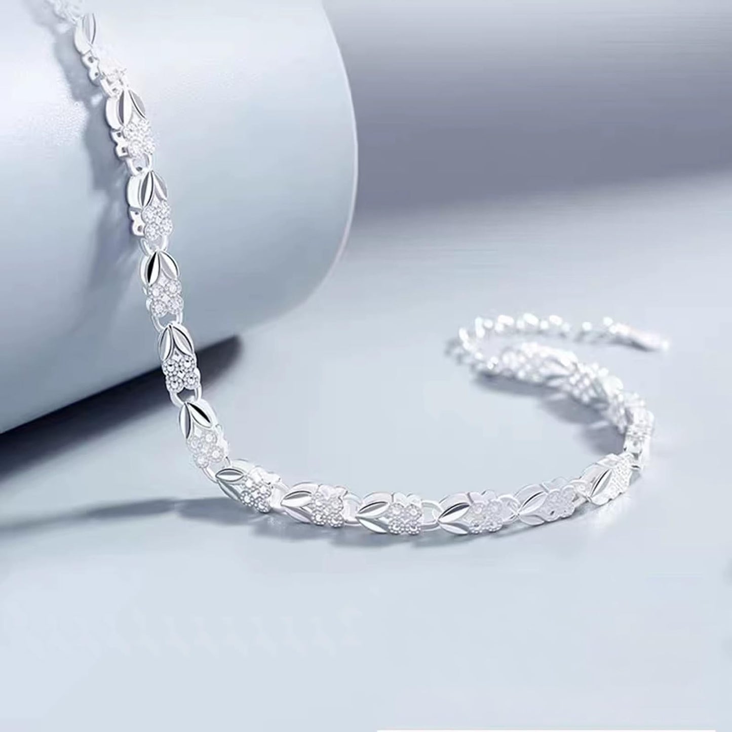 925 Sterling Silver Plated Heart Charm Bracelet for Women - Dainty Chain Love Gift Idea