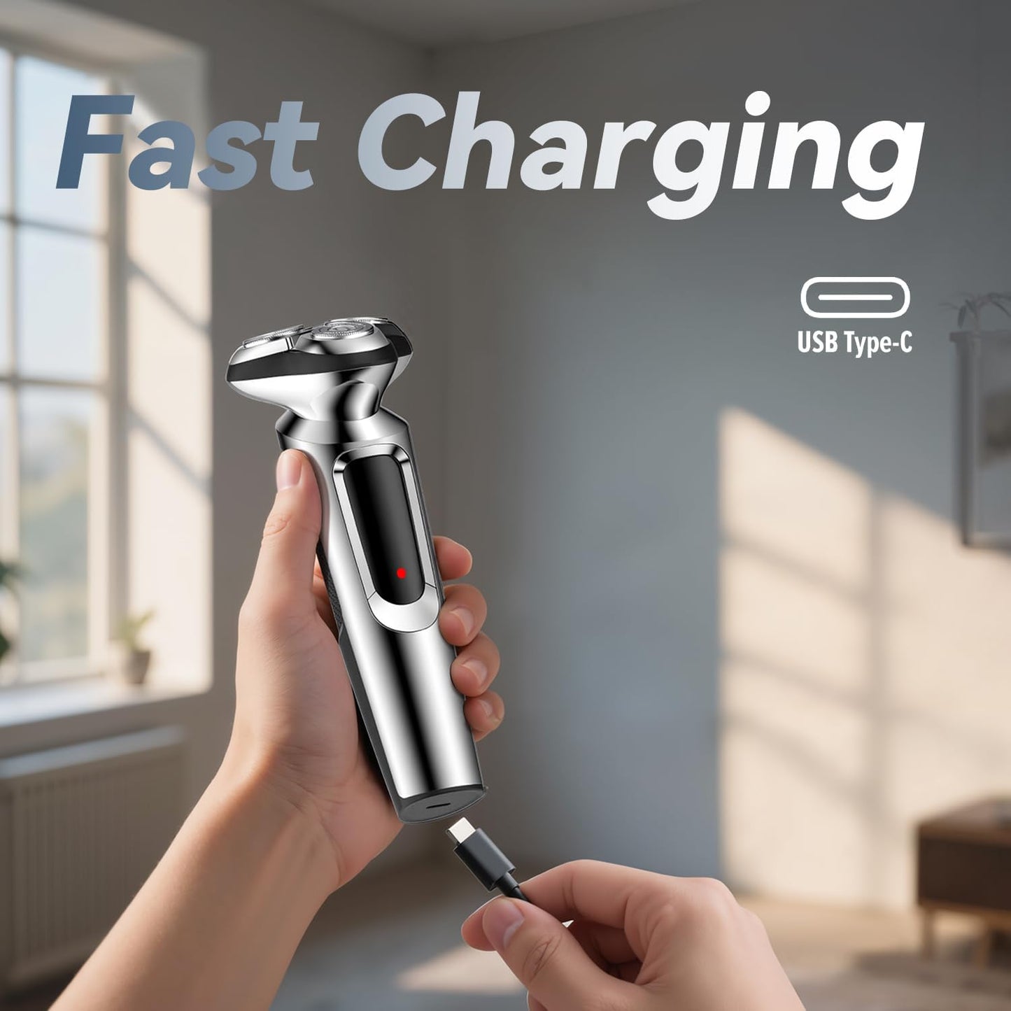 Electric Razor for Men - USB-C Rechargeable Wet & Dry Shaver with Pop-Up Trimmer | Black Travel Case Included