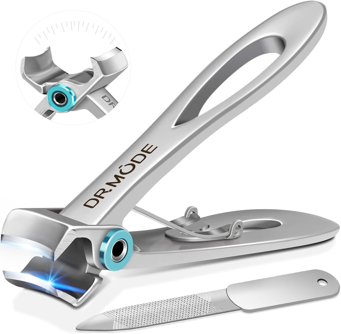 Toenail Clippers for Seniors - Heavy Duty Angled Head Large Nail Cutter with Wide Jaw Opening | Long Handle - Black