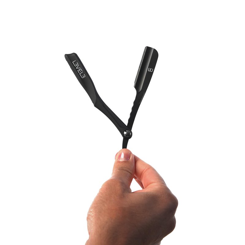 L3 Milly Razor - Fast and East to Assemble - Excellent Grip and Control - Straight Razor Holder- Level Three Razor Holder Black