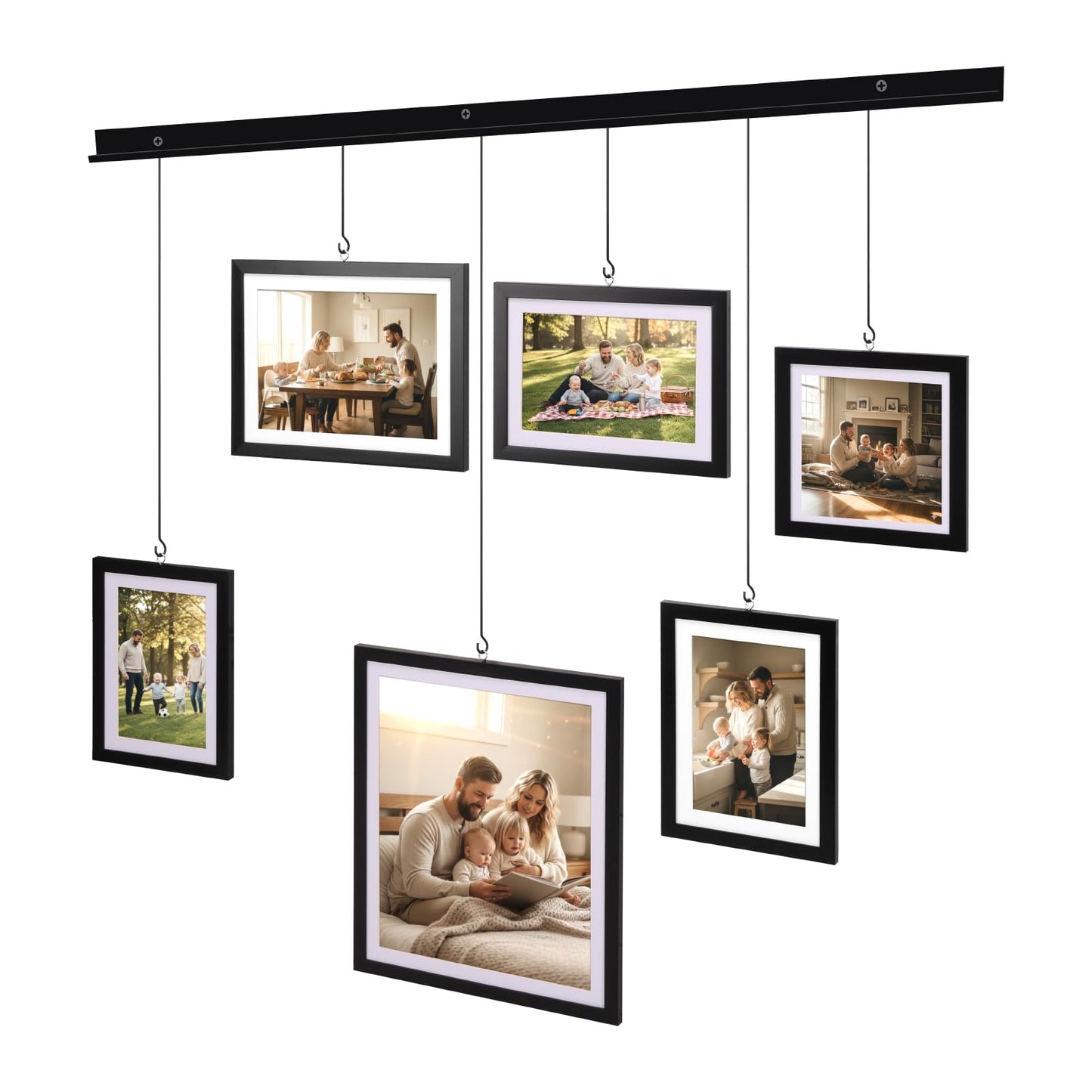 Edenseelake Exhibit Picture Frame Gallery Set, Wall Hanging Collage Frame for Various Sizes 4x4, 4x6, 5x7, 8x10 Inch Photos, Black