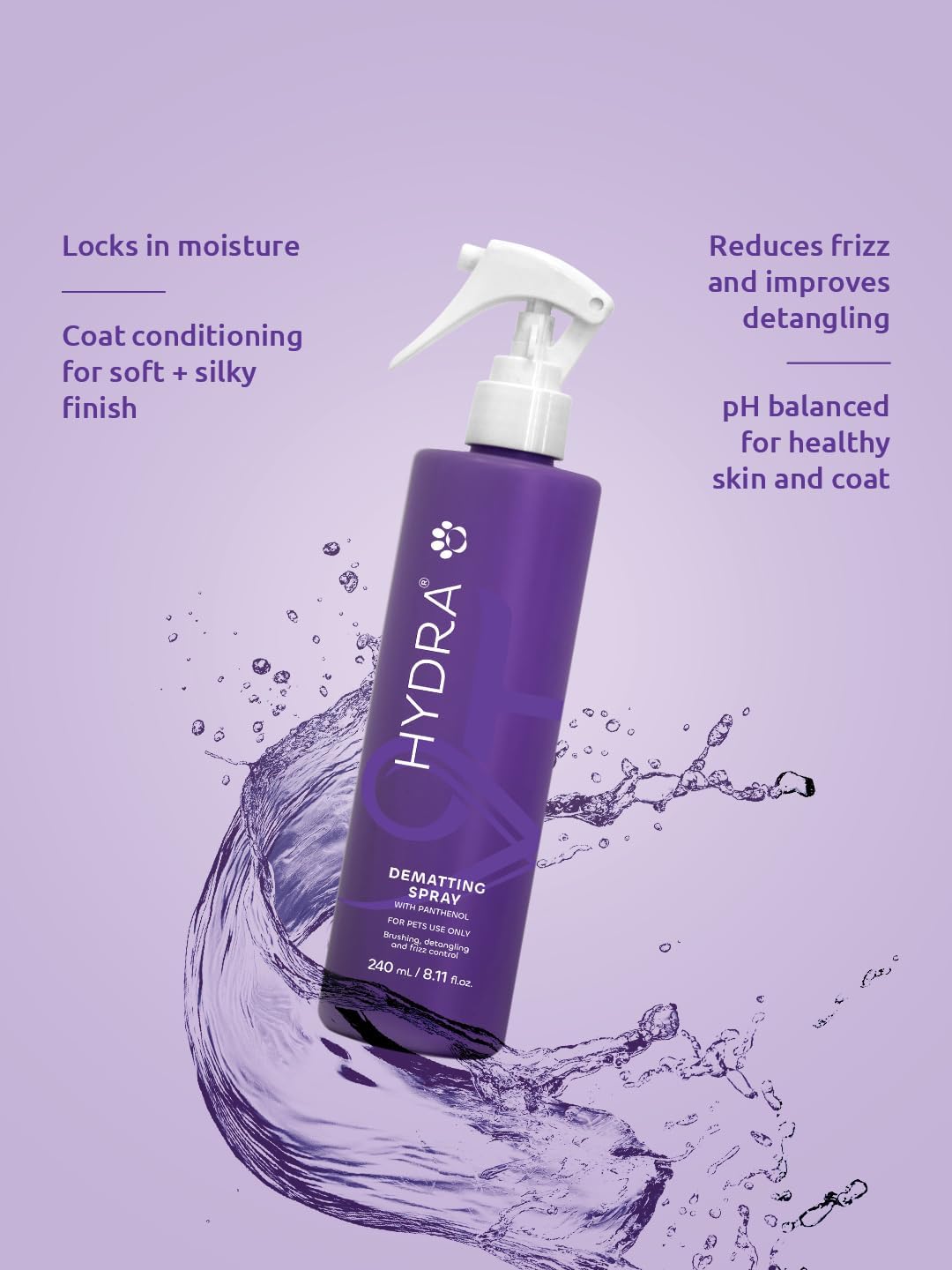 Dog Detangler Spray for Long Coats - Dematting & Finishing Spray for Dogs & Cats | 8.12 oz