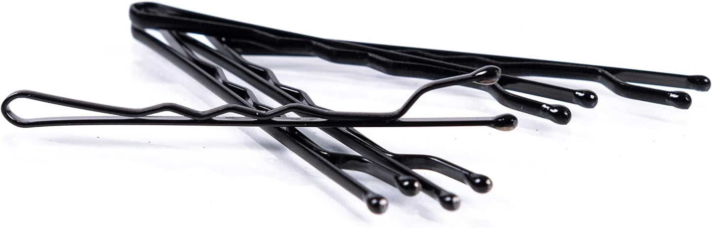 No Slip Bobby Pins - Black High Gloss Hair Accessories | 48 Count for All-Day Comfort and Styling