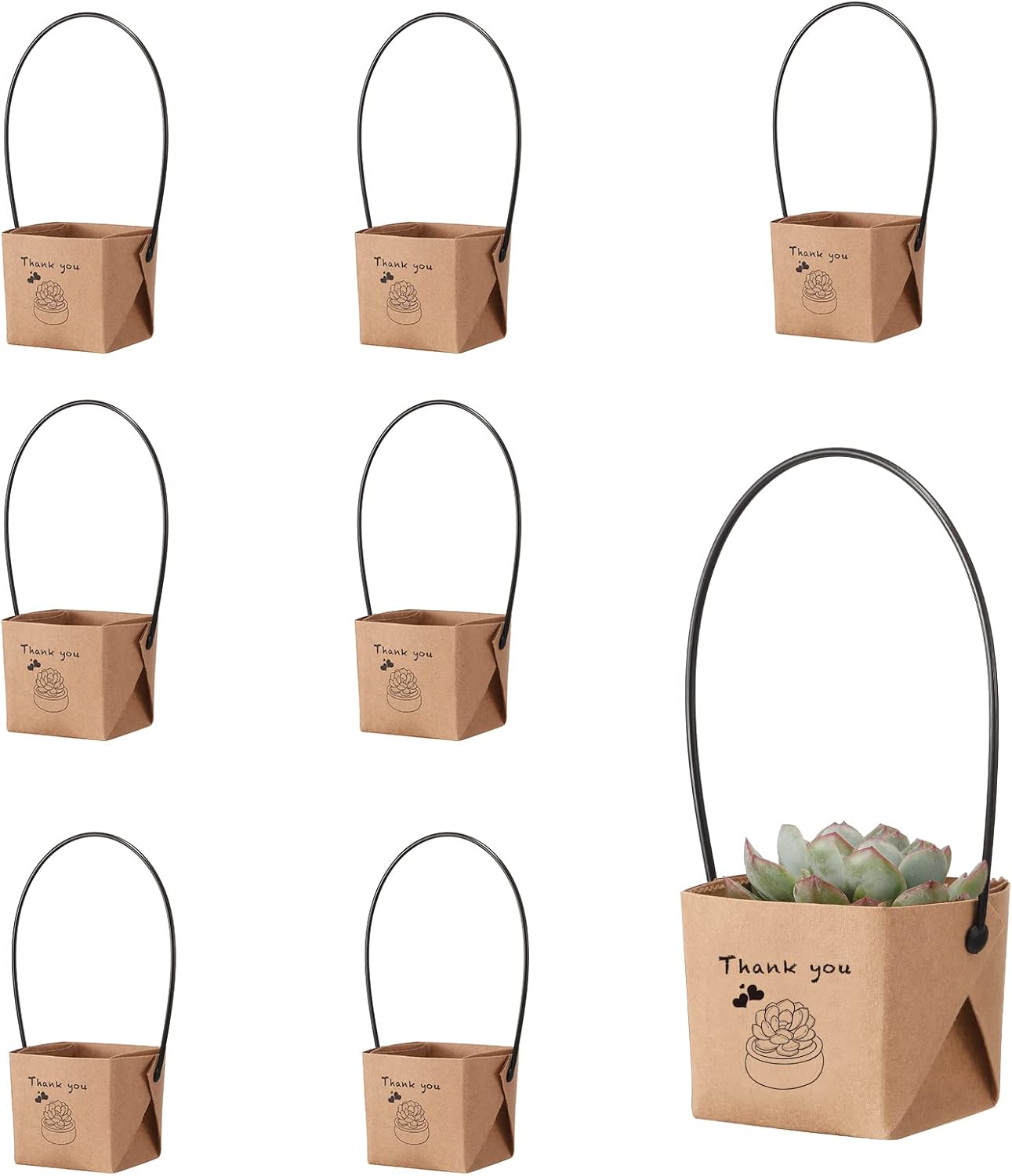 Thank You Succulent Wraps - 40pcs Decorative Sleeves for 2-Inch Pots | Ideal for Weddings & Baby Showers, White