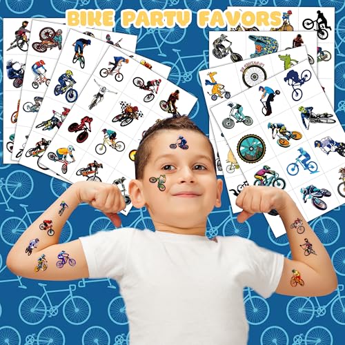 96 Pack Bike Temporary Tattoos for Kids and Adults - Party Favors & Decorations