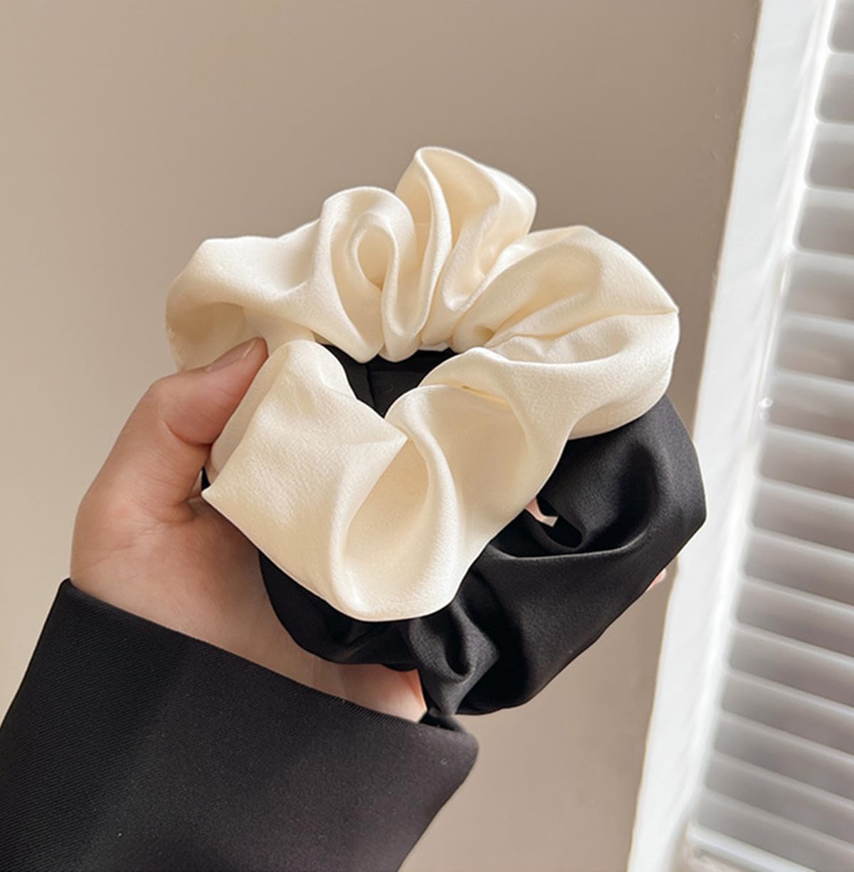 5pcs French Satin Hair Scrunchies,Soft Silk Scrunchy for Women Girls, Large Elastic Ponytail Holder Hair Ties,Hair Rope,Hair Band,No Damage Hair