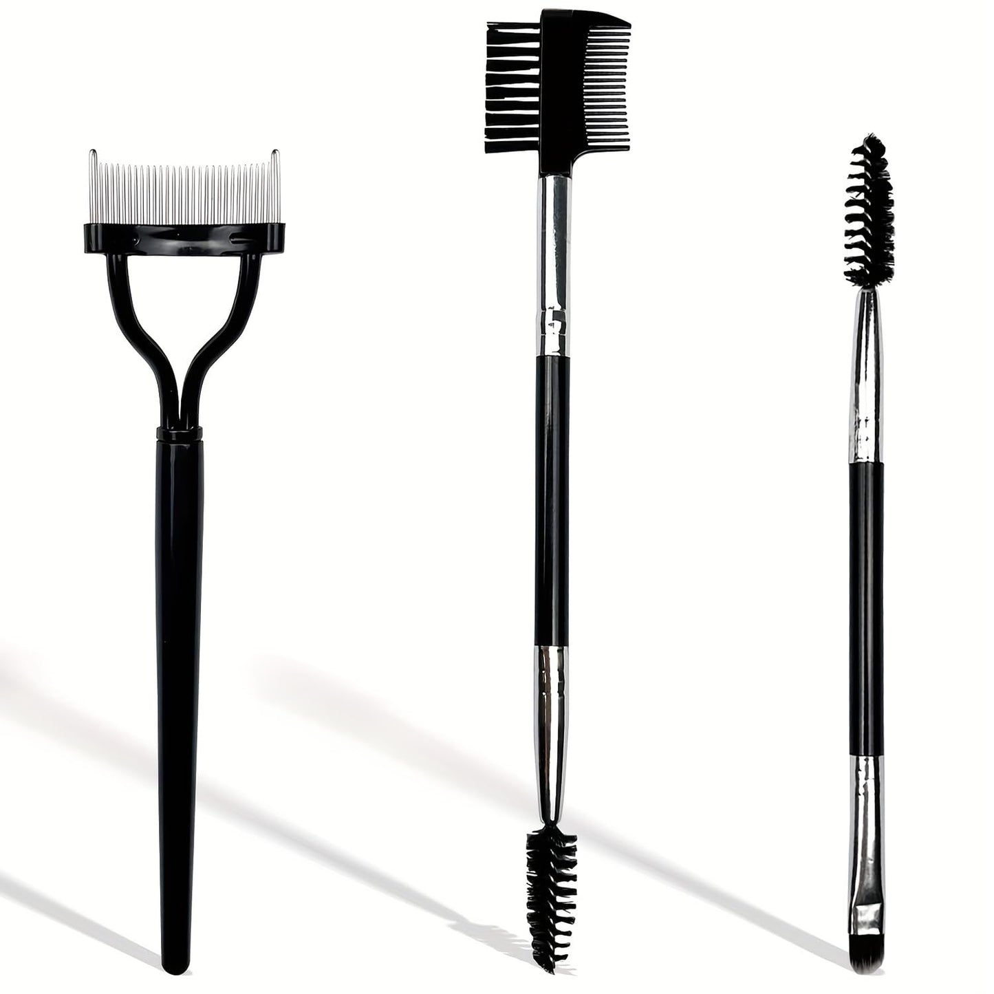 3 PCS Eye Makeup Tools Set, Eyebrow Brush and Comb with Spoolie, Eyelash Separator Tool, Angled Detail Brush for Mascara Grooming