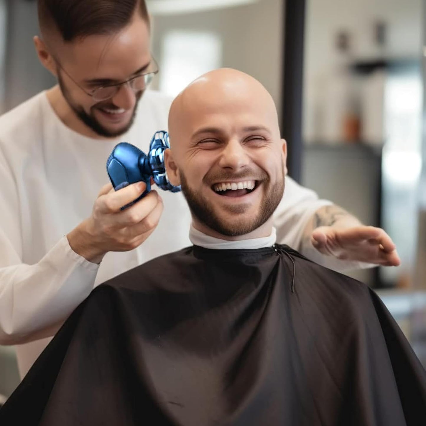 Head Shaver for Bald Men - 5-in-1 Electric Razor with IPX7 Waterproof Design | Turbo Speed & Precision Blades - Dark Blue