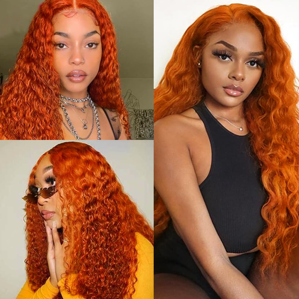 Color 350 Human Hair Bundles Ginger Deep Wave Bundle Ginger Orange Human Hair 3 Bundles 18 20 22 inch 350 Bundle