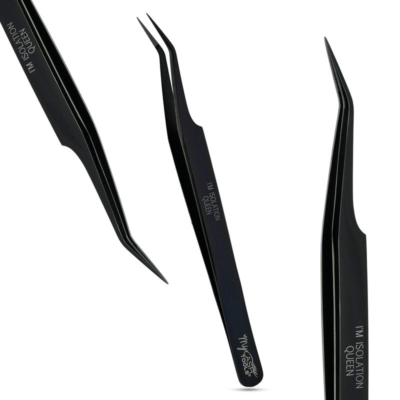 My Lash Tools Isolation Tweezer Black Fiber Tip Lash Tweezer 12cm – Precision Stainless Steel Eyelash Extension Tool, Anti-Slip, Fine Tip for Lash Separation & Placement, Lash Artist Supplies