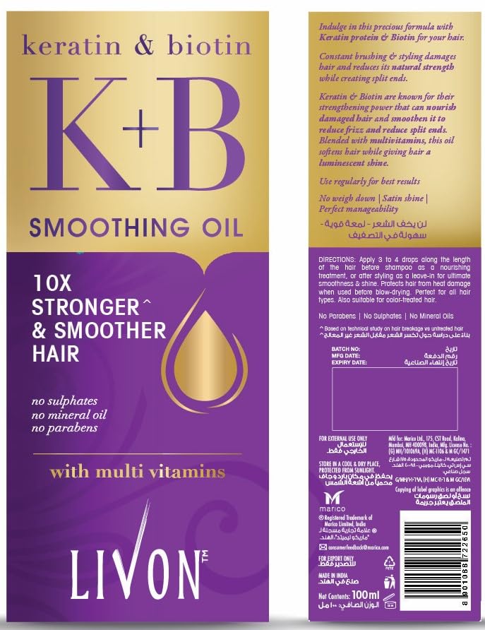 Livon Onion Hair Repair Serum for All Hair Types – 3.3 fl oz, Sulfate & Paraben Free