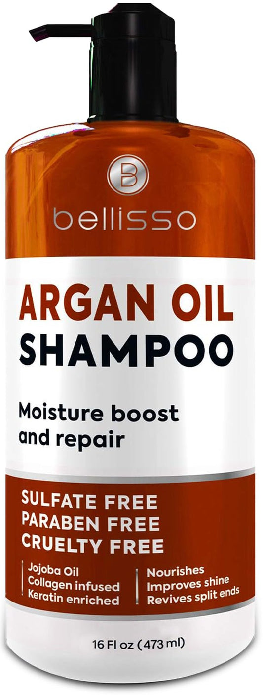 Argan Oil Shampoo - Sulfate Free with No Parabens - Moroccan Botanicals for Women and Men - Professional Moisturizing, Anti Frizz, Hydrating Solution for Dry, Wavy, Curly and Color Treated Hair