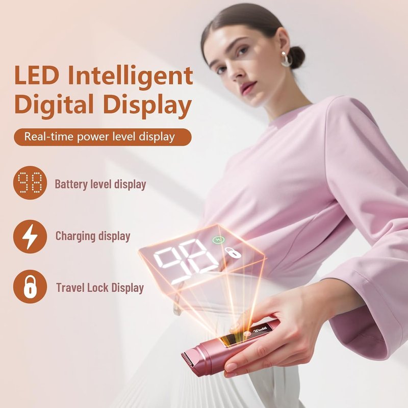 Electric Bikini Trimmer for Women - IPX7 Waterproof Dual Head Cordless Shaver with LED Display & 0.5mm Ceramic Blades | Rose Pink