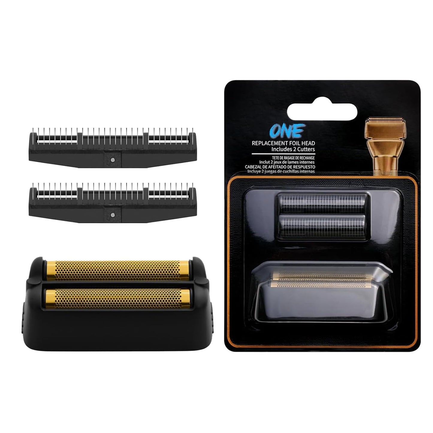Shaver Replacement Foil and Cutter for BaBylissPRO FXONE Double Foil Stick Shaver，Hypoallergenic Extra-close Shaver Replacement Head (FX79RF2MB(Black)-1 Pack)