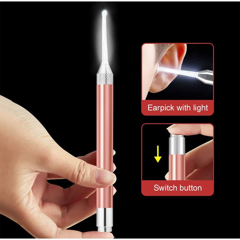 POZILAN Ear Picker Tweezers with LED Light - 8 Pack Ear Wax Removal Tool Cleaner Kit for Kids and Adults, Earwax Spoon Digger & Tweezers for Ear Cleaning Tool Gift Set