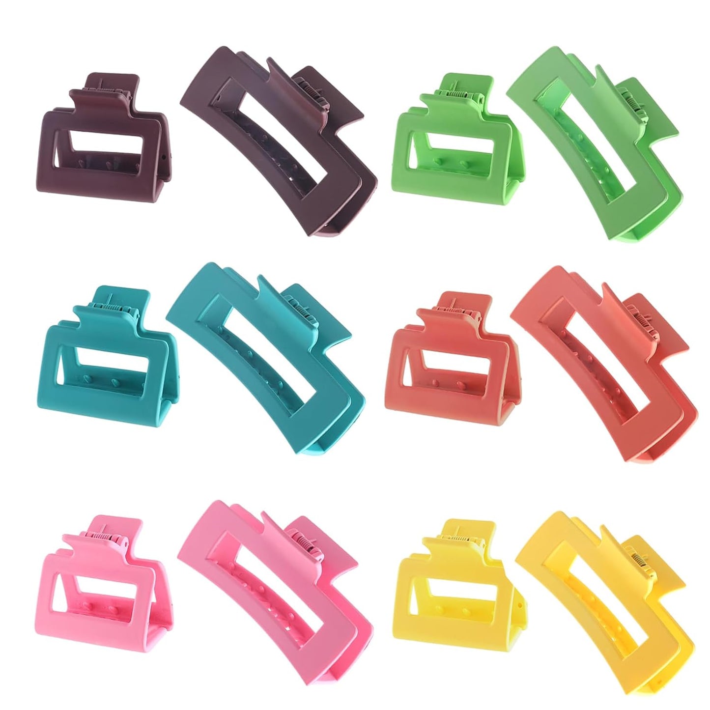 Black Square Claw Clips - 12 Pack Non-Slip Matte Hair Clips for Women | Strong Hold for Thick & Thin Hair