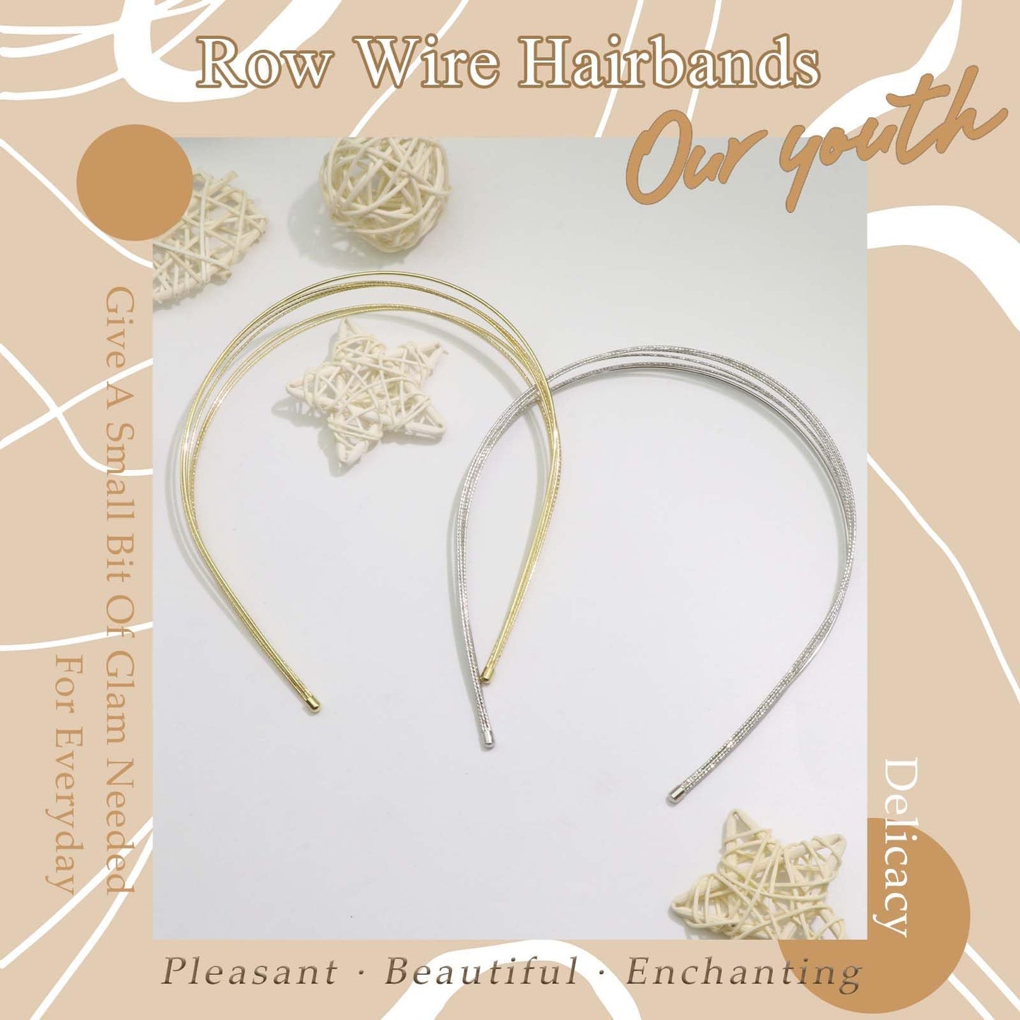 STGDAK Gold Headband Elegant Metal Headbands Multi Layers Silver Headpiece Fashion Hairband Row Wire Head Bands Cute Hair Accessories For Women Girls 2 Pack