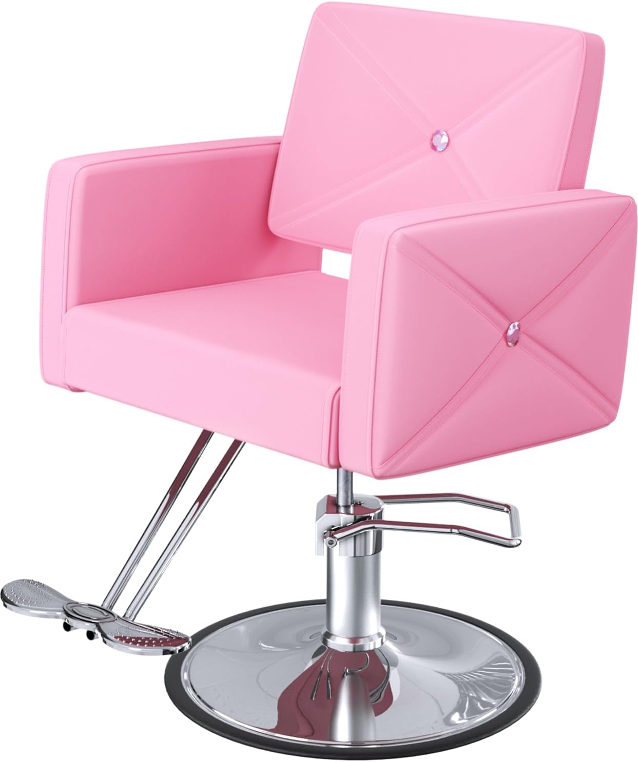 Salon Chair for Hair Stylist - Heavy-Duty Hydraulic Pump, 360° Swivel, Adjustable Height | Elegant Pink