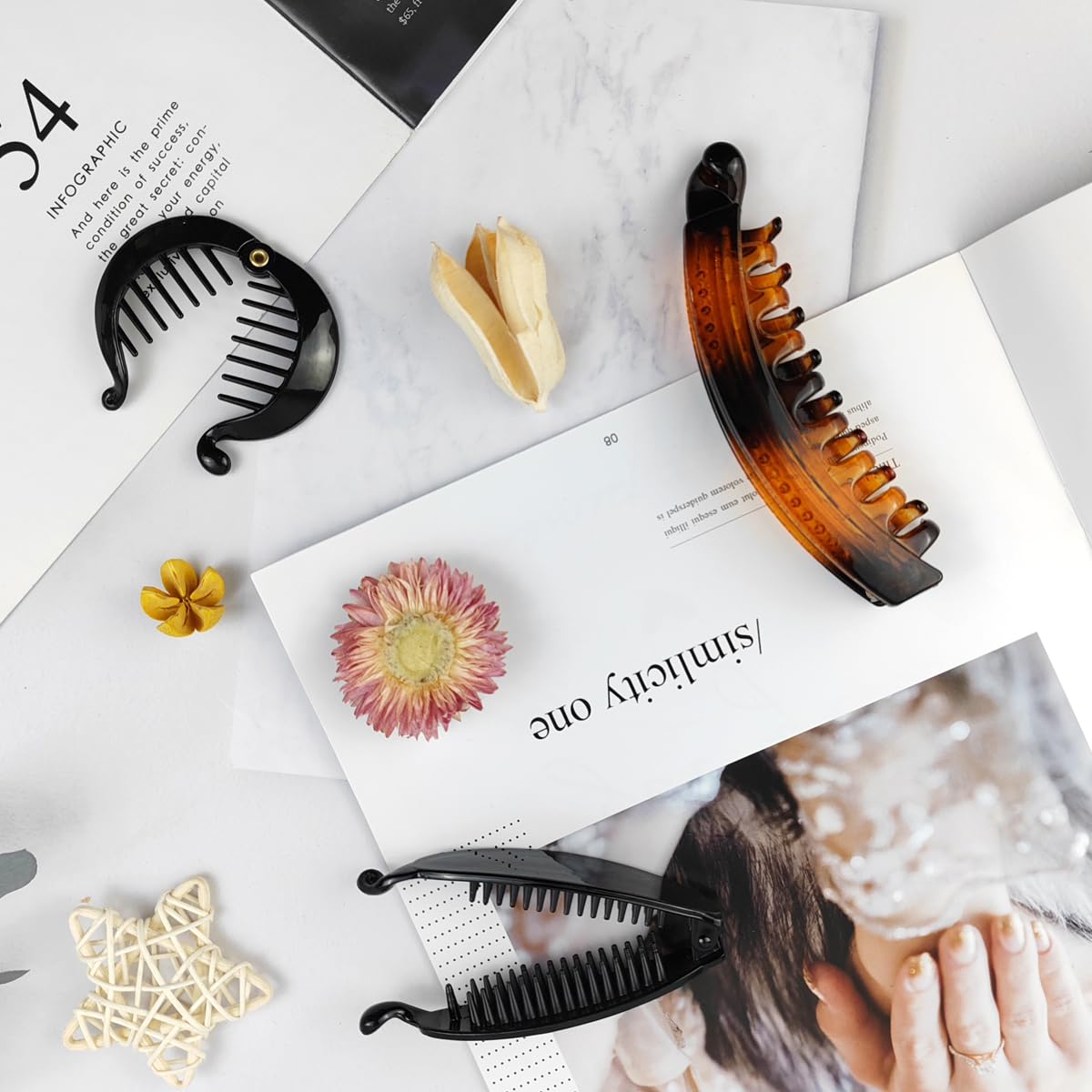 ROYHOO 20PCS Banana Hair Clips Classic Hair Comb Banana Clips Ponytail Hair Holder for Women Girls, 7 Styles