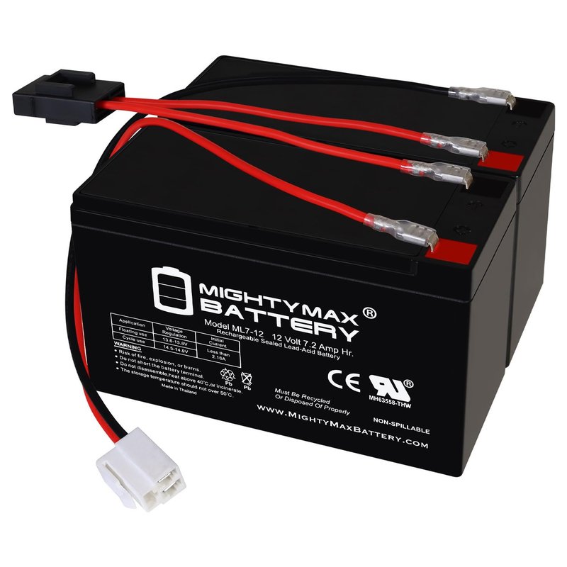 Mighty Max Battery Extended Range Drop in Replacement for 12v Razor Scooter ride on toy 7ah battery kit and harness