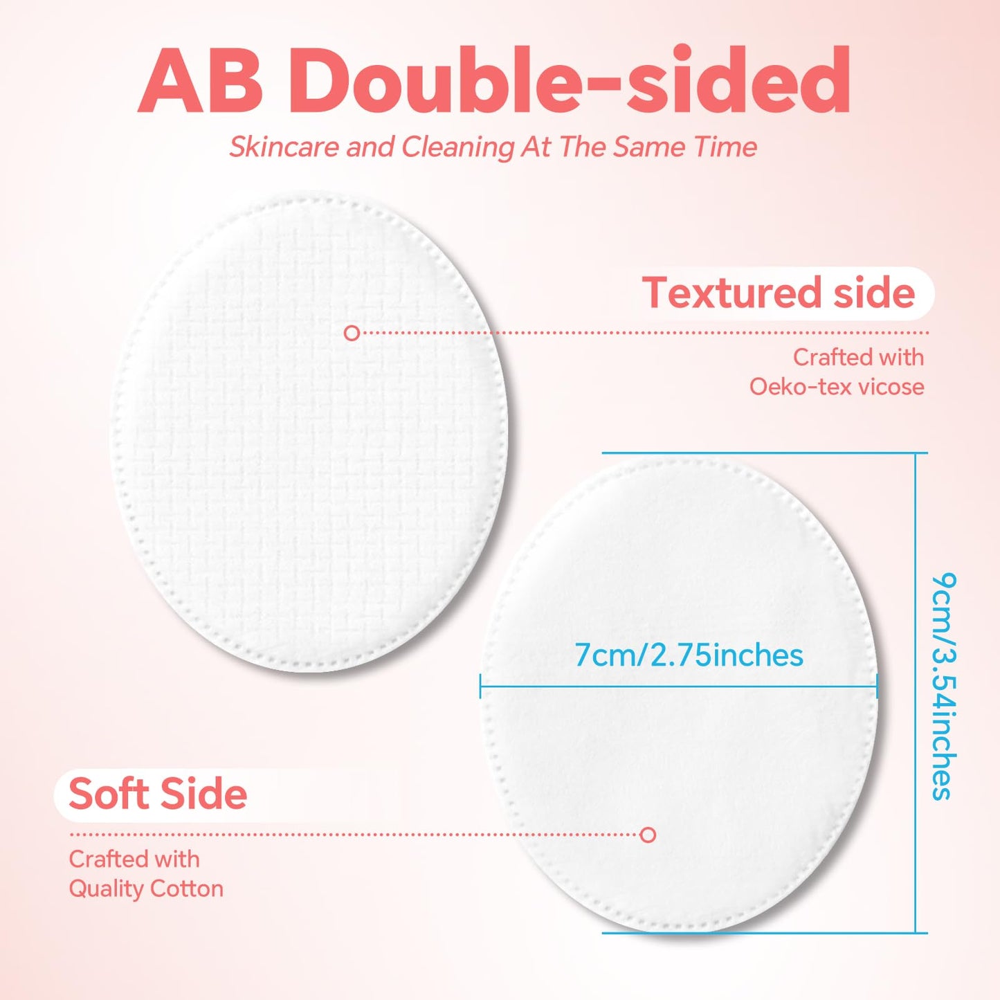 ICOTLE Large Oval Cotton Pads, 80 Count, Multi-Layer, Lint-Free, Dual-Sided, Ultra-Soft Cotton Oval Pads for Makeup Removal, Cleansing, and Toner Application