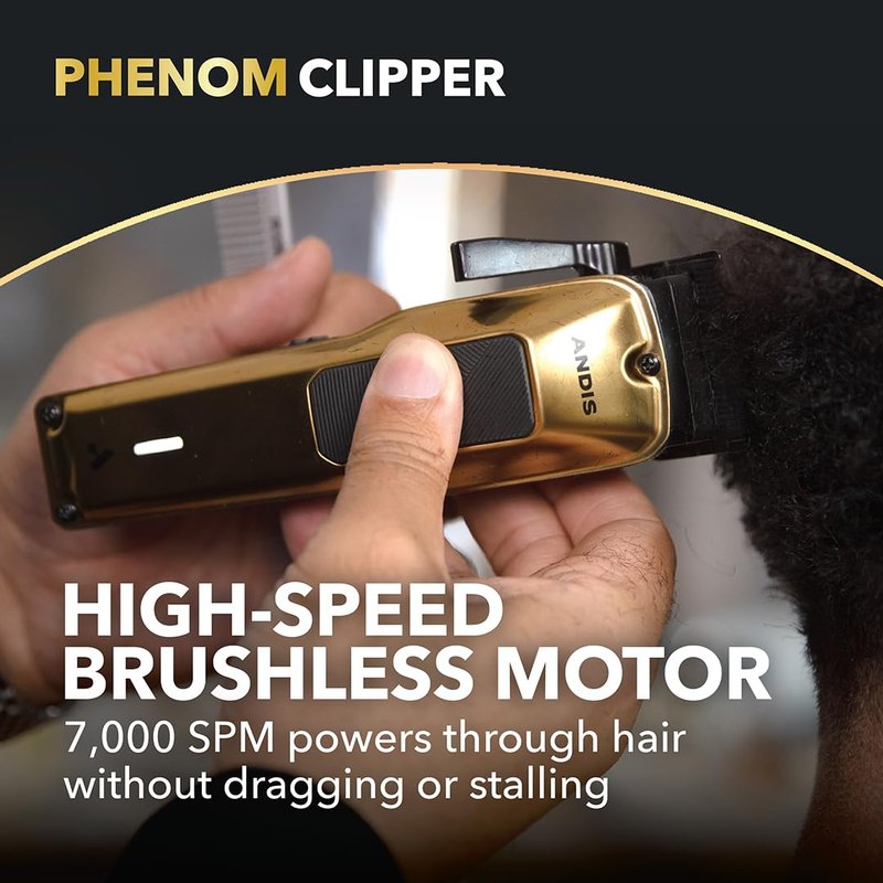Andis 562312 Phenom Professional Corded/Cordless Hair Clipper, Adjustable Phaze Blade, Close Cutting, Gold