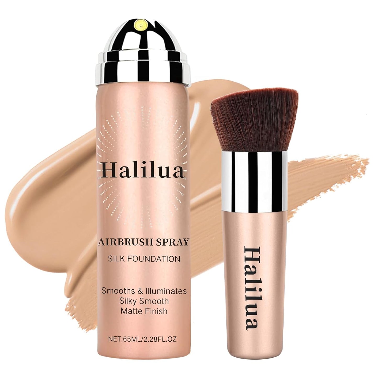 Airbrush Foundation Makeup - Silk Flawless Sunscreen Setting Spray for Radiant Skin | Moisturizing Anti-Aging Formula (Beige)
