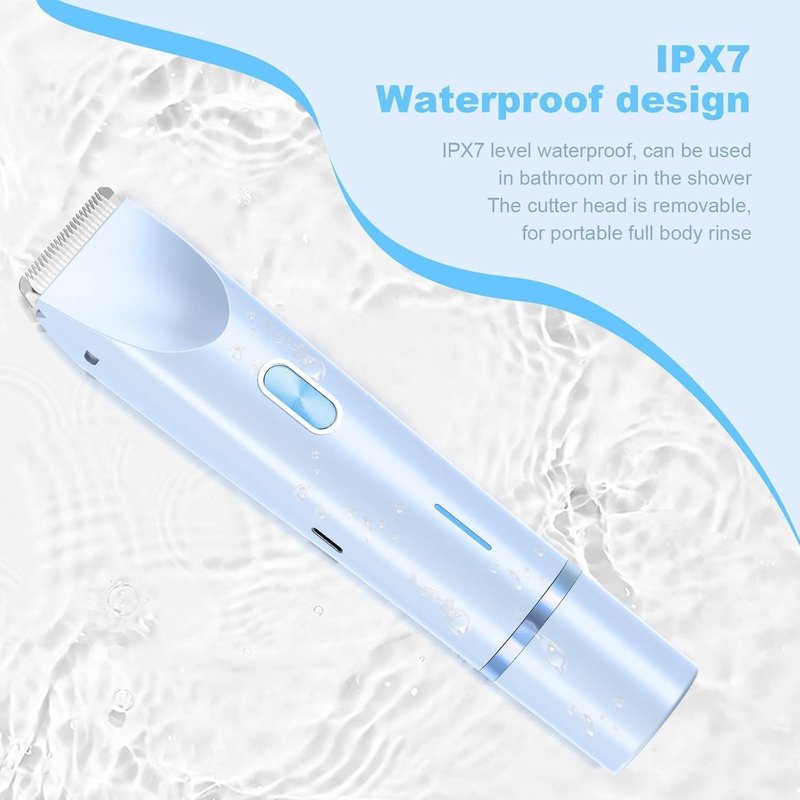 Electric Shaver for Women, 2-in-1 Electric Razor for Womens Legs Underarm Face Pubic Hairs, Rechargeable Razor Body Hair Trimmer Wet & Dry Use,Light Blue