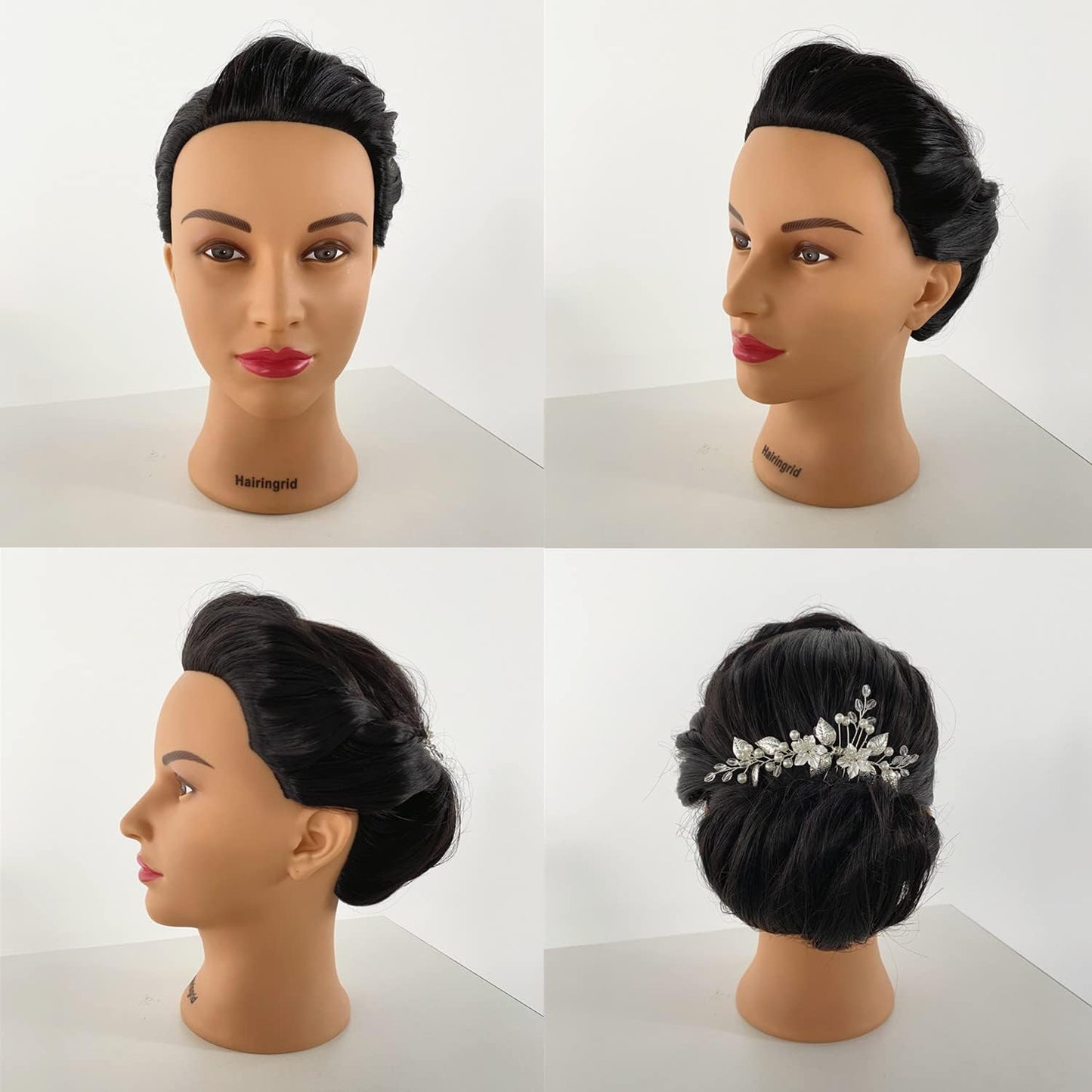 Hairingrid Mannequin Head - 26"-28" Hair Styling Training Doll with Synthetic Fiber Hair | Includes Free Clamp Holder (Black)