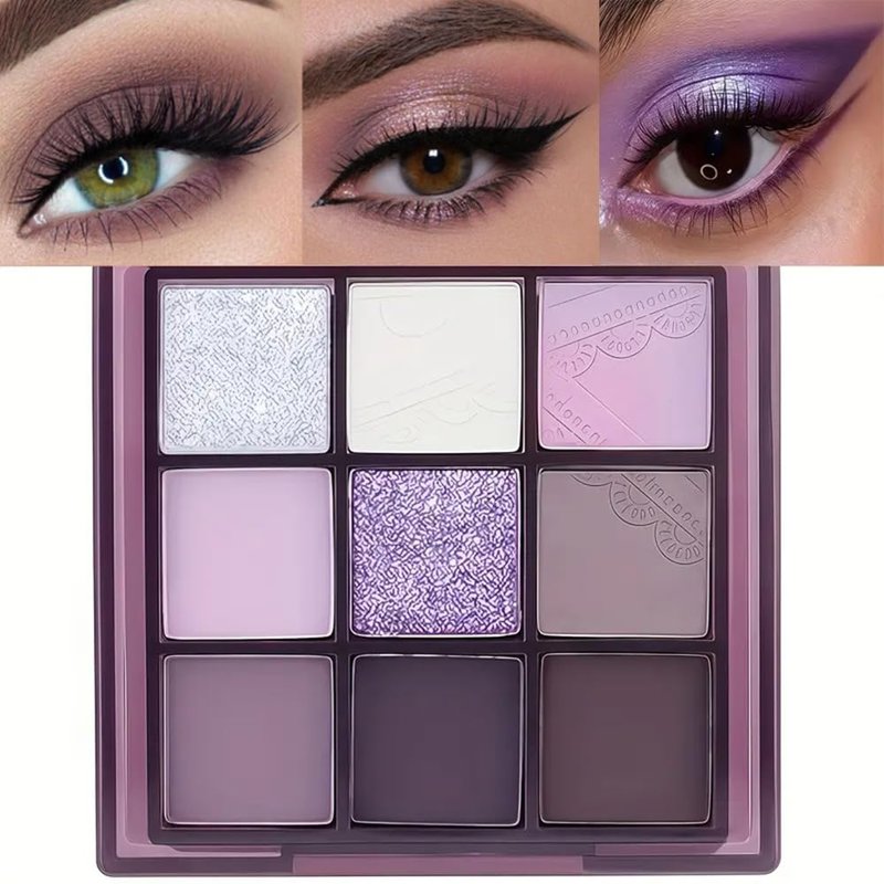 Lavender Whisper Eyeshadow Palette - 9 Blendable Lilac & Purple Shades | Matte & Glitter Finishes for Romantic Looks