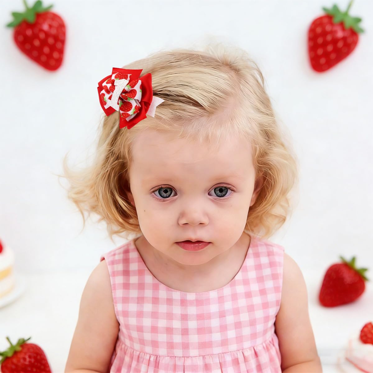 Srotmirw Strawberry Hair Bow Clips 1st Birthday Berry First Birthday Decor Berry Sweet One Birthday Party Decorations Strawberry Hair Accessories