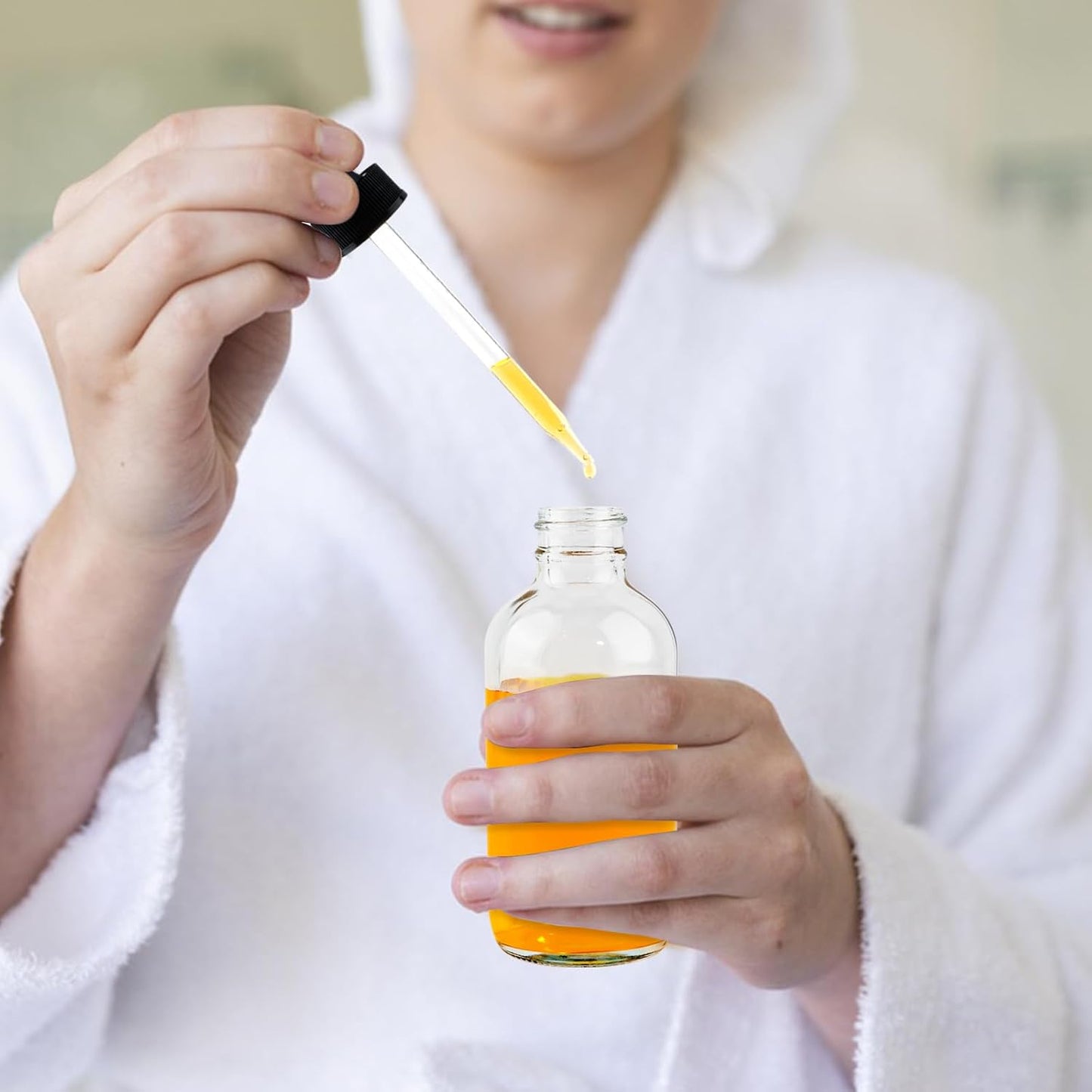 Clear Glass Bottles - 42 Pack 4oz with Eye Droppers for Essential Oils | Includes Funnels, Labels & Measuring Cup