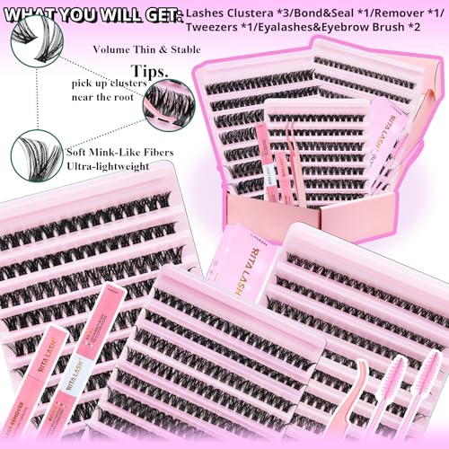 RITALASH 60D+80D+100D Lash Clusters Kit for Natural & Dramatic Looks