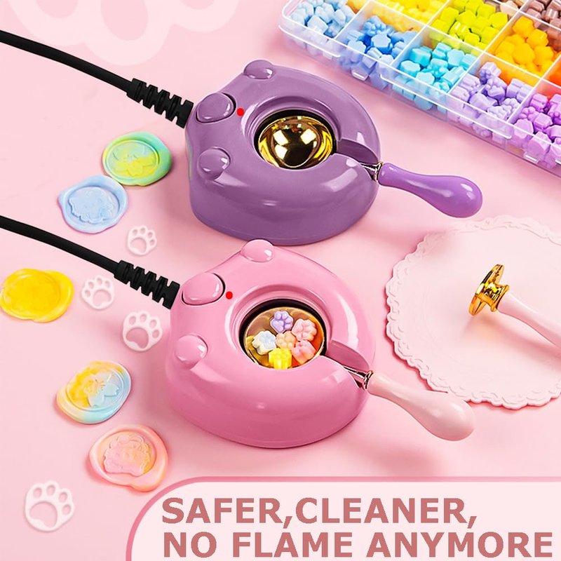 Electric Wax Seal Warmer, Purple Electrice Sealing Stamp Warmer Melter for Melting Wax Seal Beads Sticks with Spoon, Stirring to Do DIY Craft (Purple)