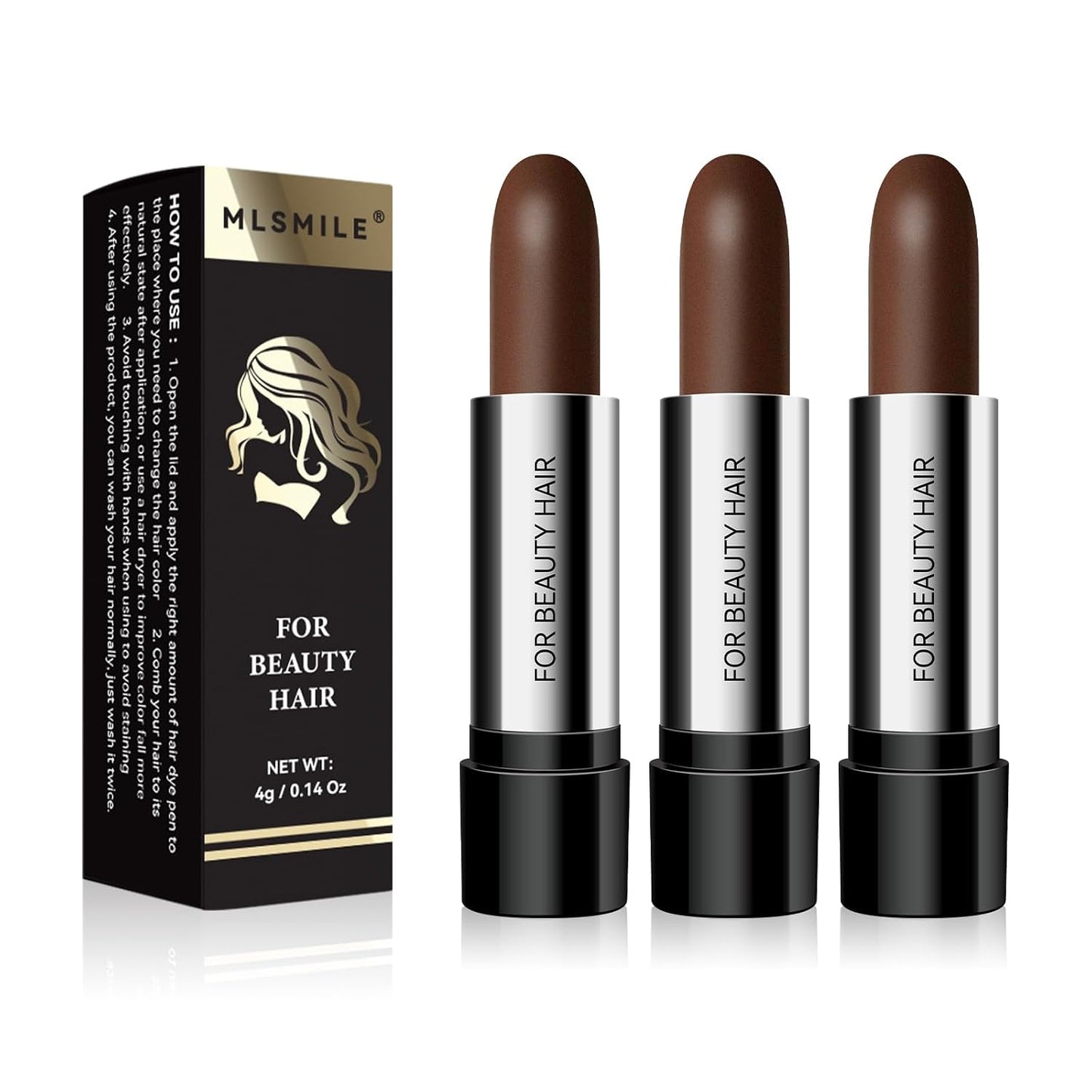 Hair Color Touch-Up Stick - Long-Lasting Dark Brown Hair Dye Pen for Gray Coverage | 3PCS Compact Set