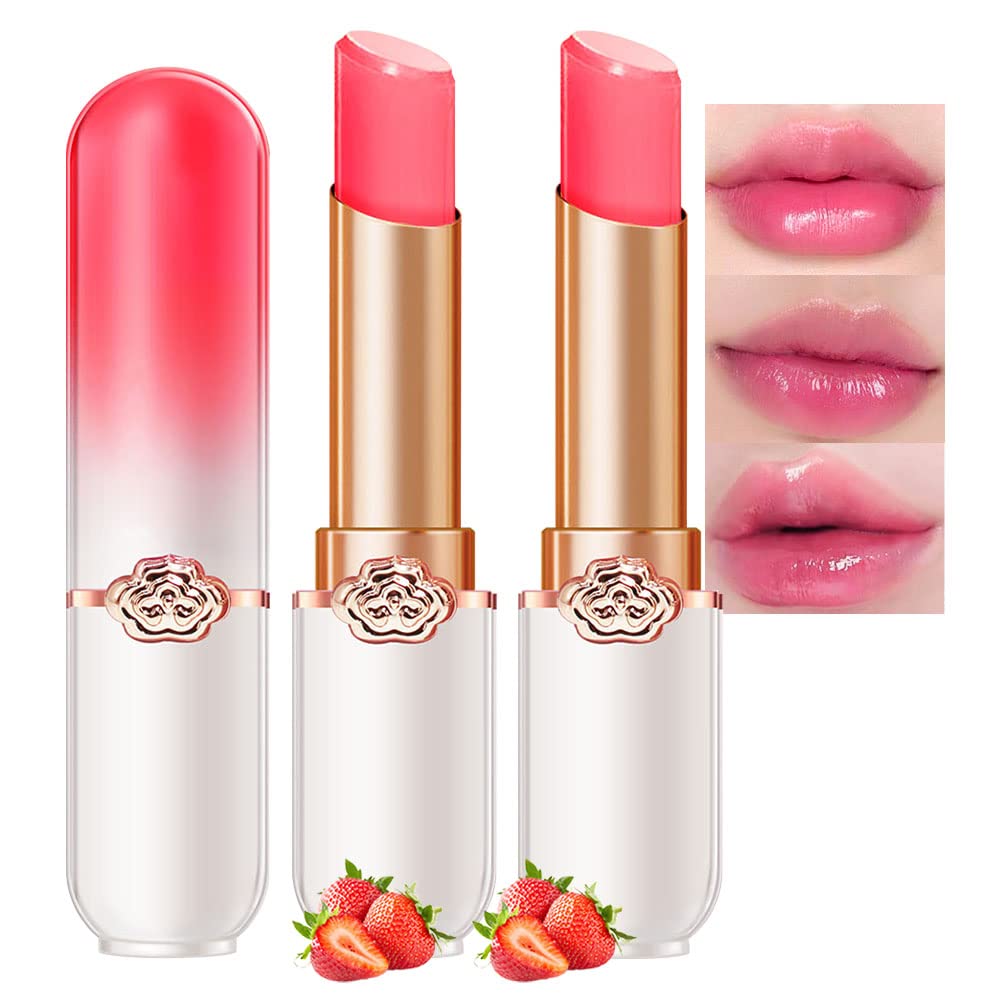 Peach Color Changing Lipstick Set - 2 Pcs PH Mood Long Lasting Tinted Lip Balm & Gloss for Women