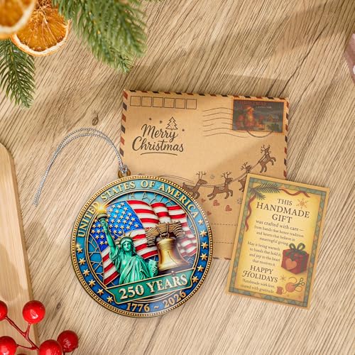 USA 250th Anniversary Christmas Ornament – Liberty Bell & Flag