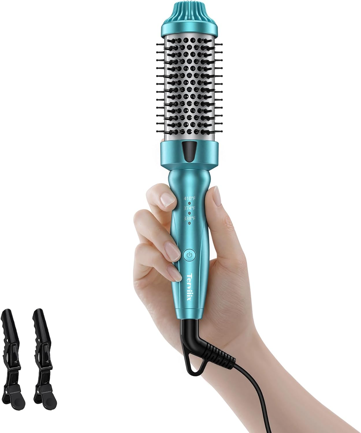 Terviiix Thermal Brush - Mini 1.5 Inch Ionic Heated Round Brush for Short to Medium Hair | Adjustable Temperature & Tourmaline Ceramic