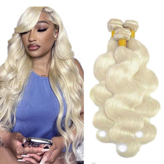 #88 Platinum Blonde Bundles Body Wave Bundles Human Hair 16 18 20 Inch 3 Bundles 50g/Bundle Platinum Blonde Body Wave Bundle Unprocessed Brazilian Virgin Weave Hair Extensions for Women
