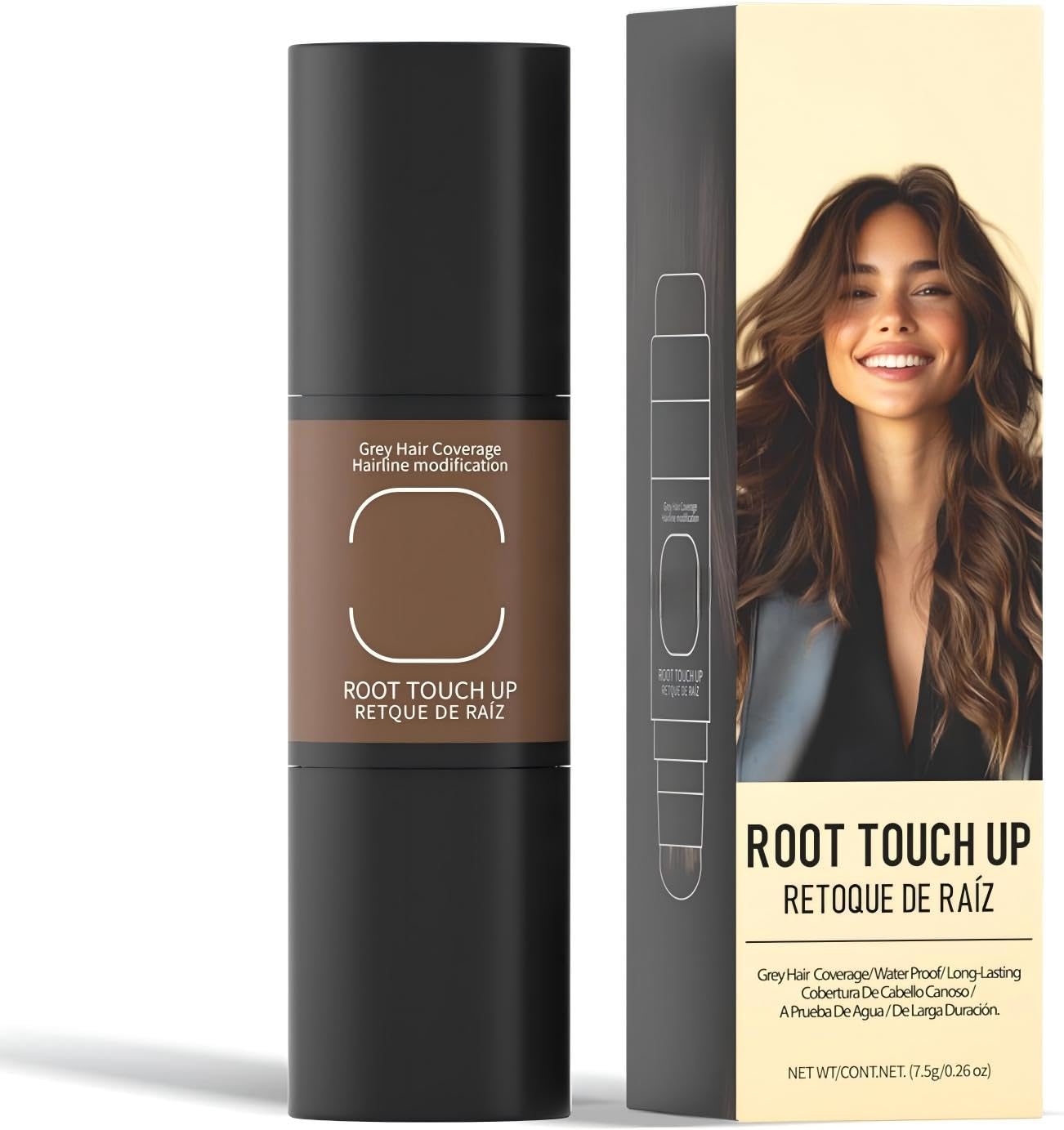 Gowwim Root Concealer Stick Instant Gray Hair Coverage & Volumizing with Brush | Covers Scalp, White Hair & Thinning Spots | Safe for All Hair Types (Brown)