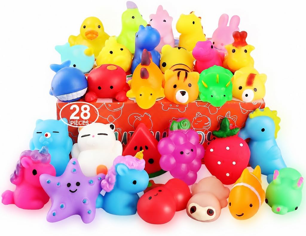 Mochi Squishy Toys - 28 Pack Kawaii Cat Slow Rising Animals | Perfect Party Favors & Stress Relievers