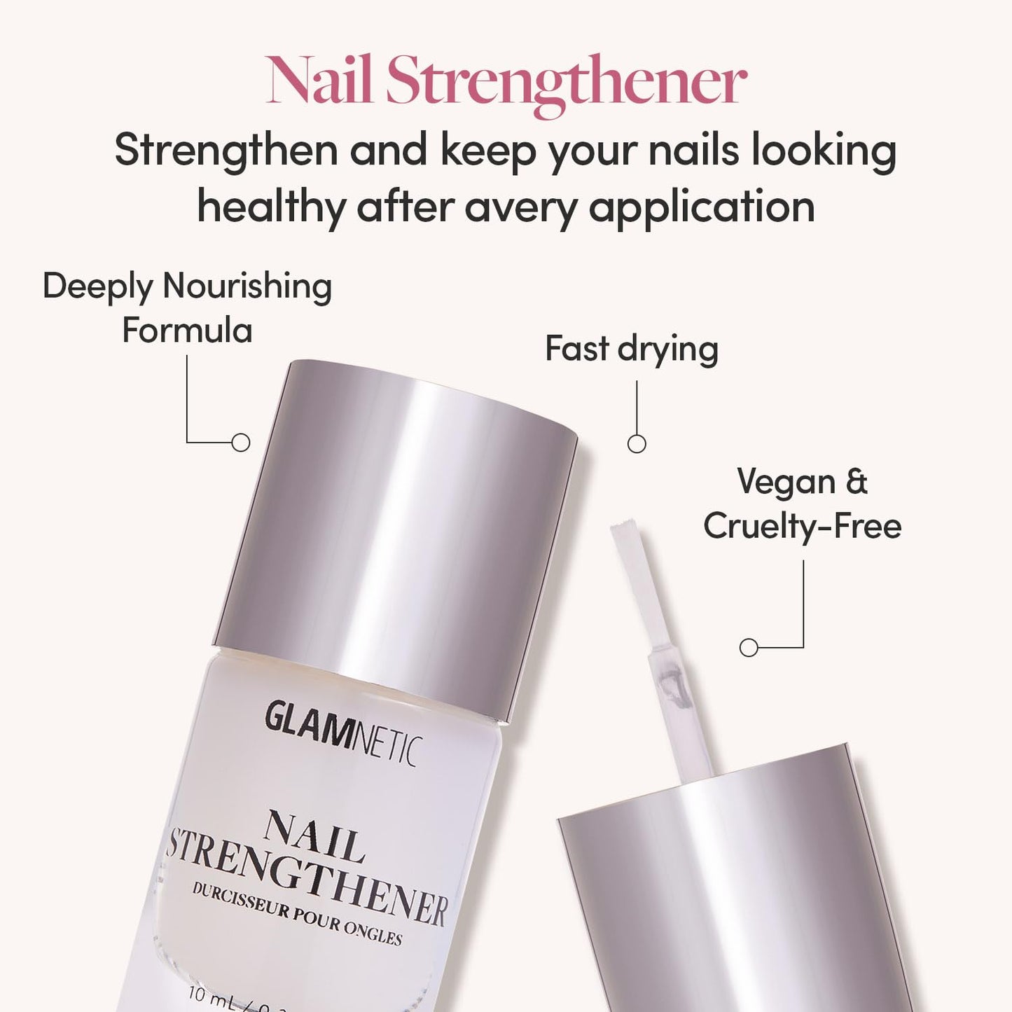 Glamnetic Nail Strengthener - Vegan Formula | 0.34oz