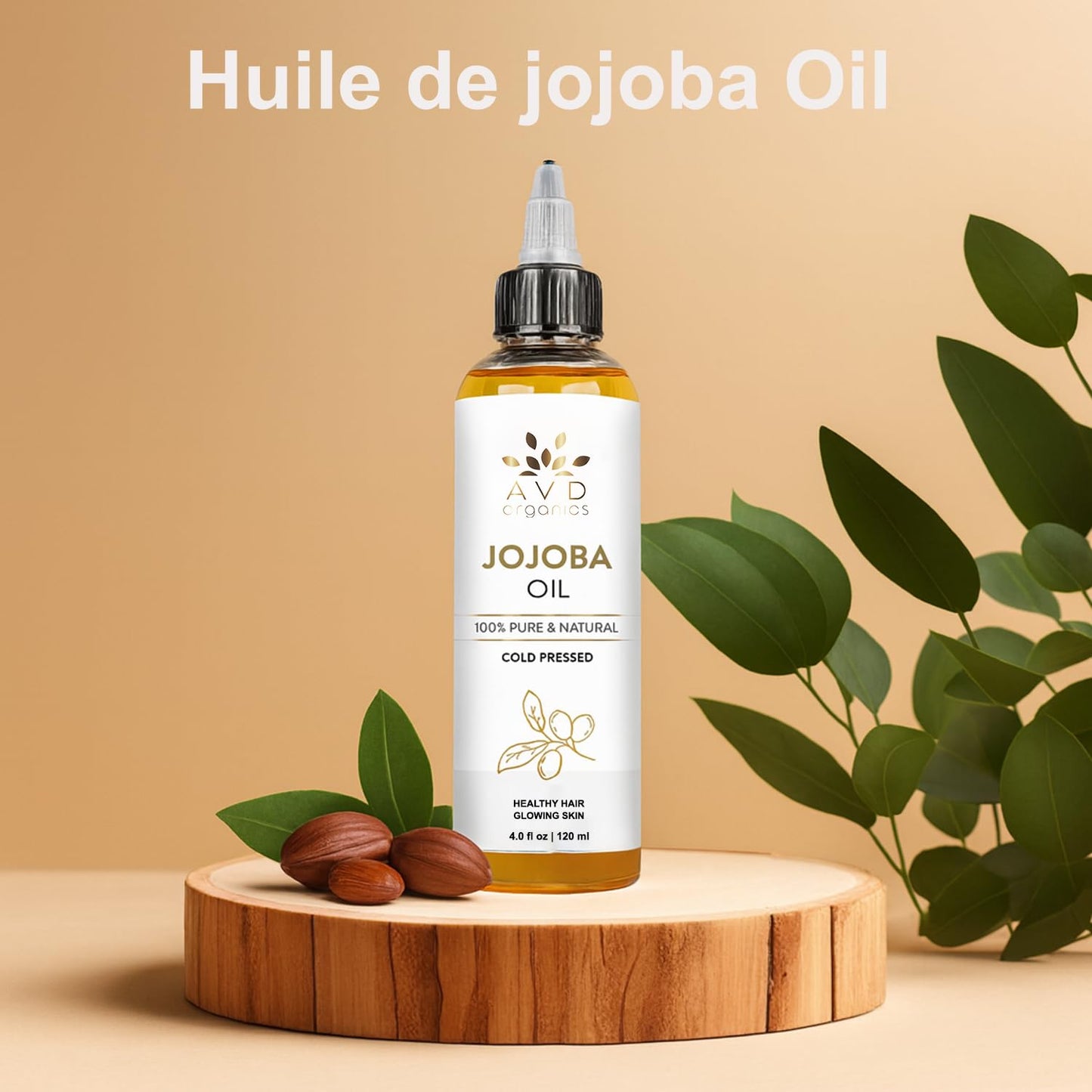 Jojoba Oil for Hair - Natural Cold-Pressed, Unrefined | 120ml (4.05 fl oz) - Ideal for Face, Scalp, Nails & Cuticles