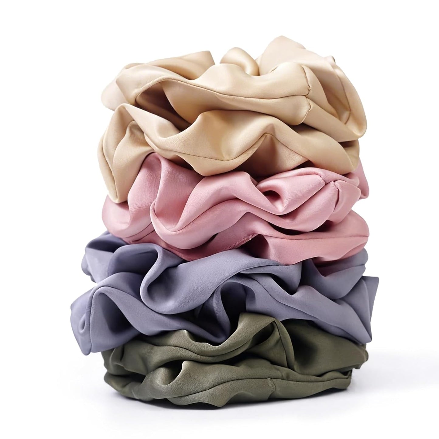 Satin Scrunchies for Women - 8PCS Black Silk Hair Ties | No-Crease, Frizz-Free Gentle Elastic Bands for All Hair Types