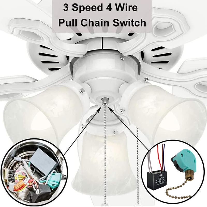 Ceiling Fan Switch Replacement Kit with Capacitor - 3 Speed Control