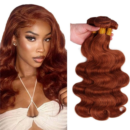 #33 Brown Bundles Human Hair Body Wave Bundles 18 20 22 Inch Light Brown Unprocessed Brazilian Virgin Hair 3 Bundles Deals Quick Weave Hair Extensions 50 Gram Per Bundle